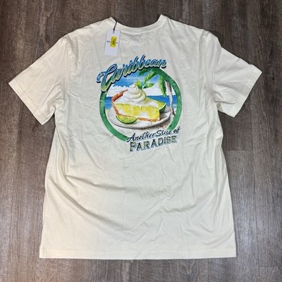 New Caribbean Men s T Shirt L Key Lime Pie 100% Cotton Cream Vacation Paradise