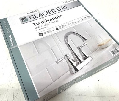 Glacier Bay Melina 4 in. Centerset Double Handle High-Arc Bathroom Faucet Chrome