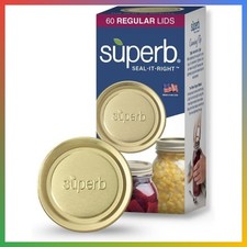 Regular Mouth Canning Lids 60 Count Food Grade Seal Mason Jar 2.75 inch USA Made