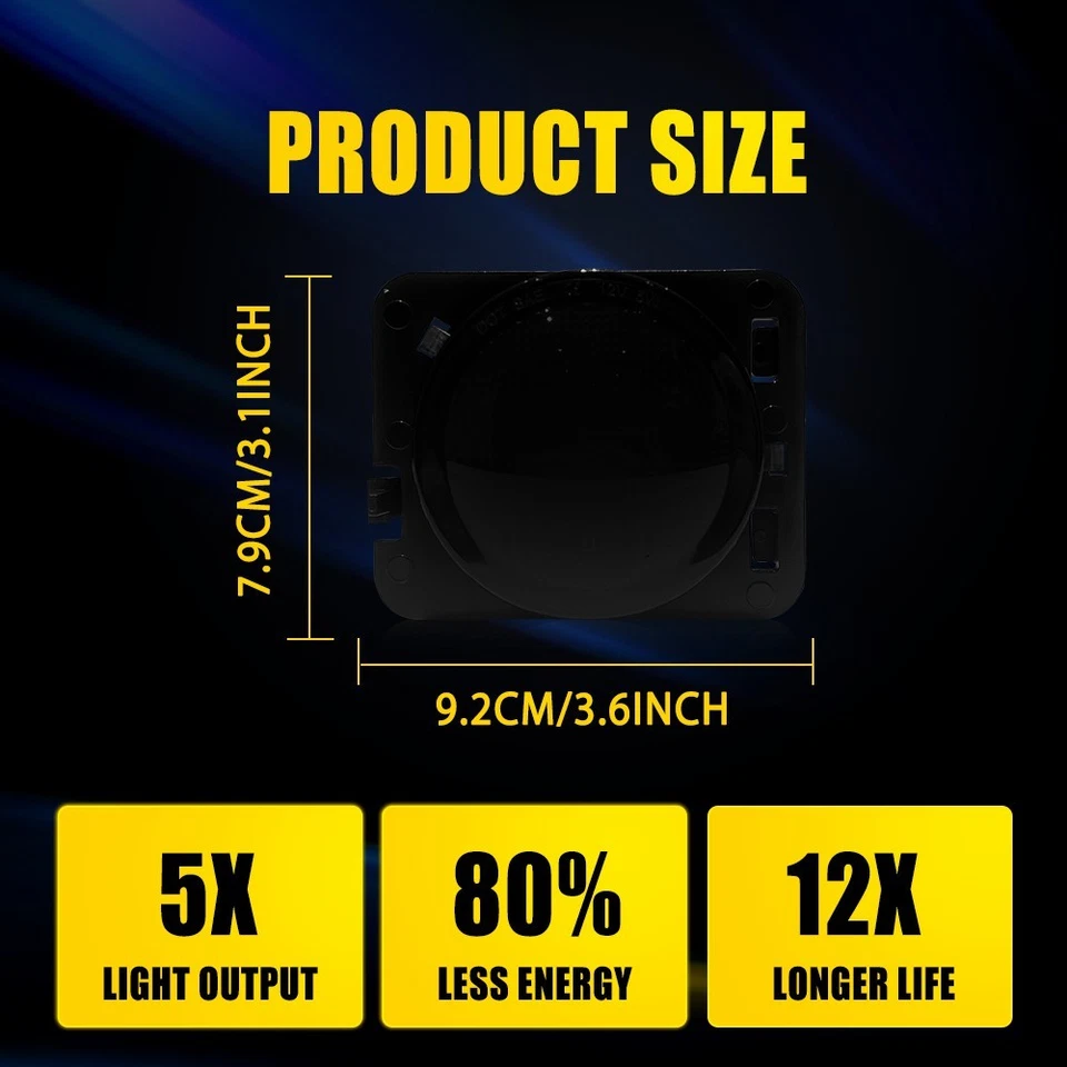 For 2007-2018 Jeep Wrangler Jk LED JKU Front Amber Side Marker Light LAmp PAir - Image 4 of 4