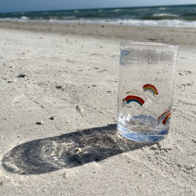 Anthropologie Rainbow Icon Dupe Glass Clear Juice Cocktail Barware Drinks Trendy