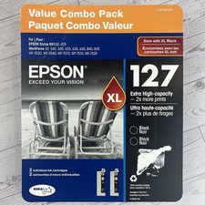 NEW Genuine Epson 127XL Black Ink Cartridges 2 - T127120-SVH Expired 11/24