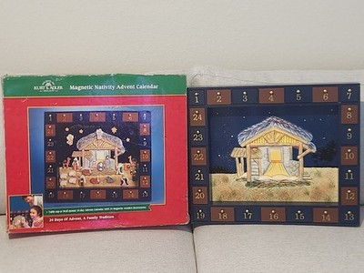 Kurt Adler J3767 Wooden Nativity Advent Calendar With 24 Magnetic Piece