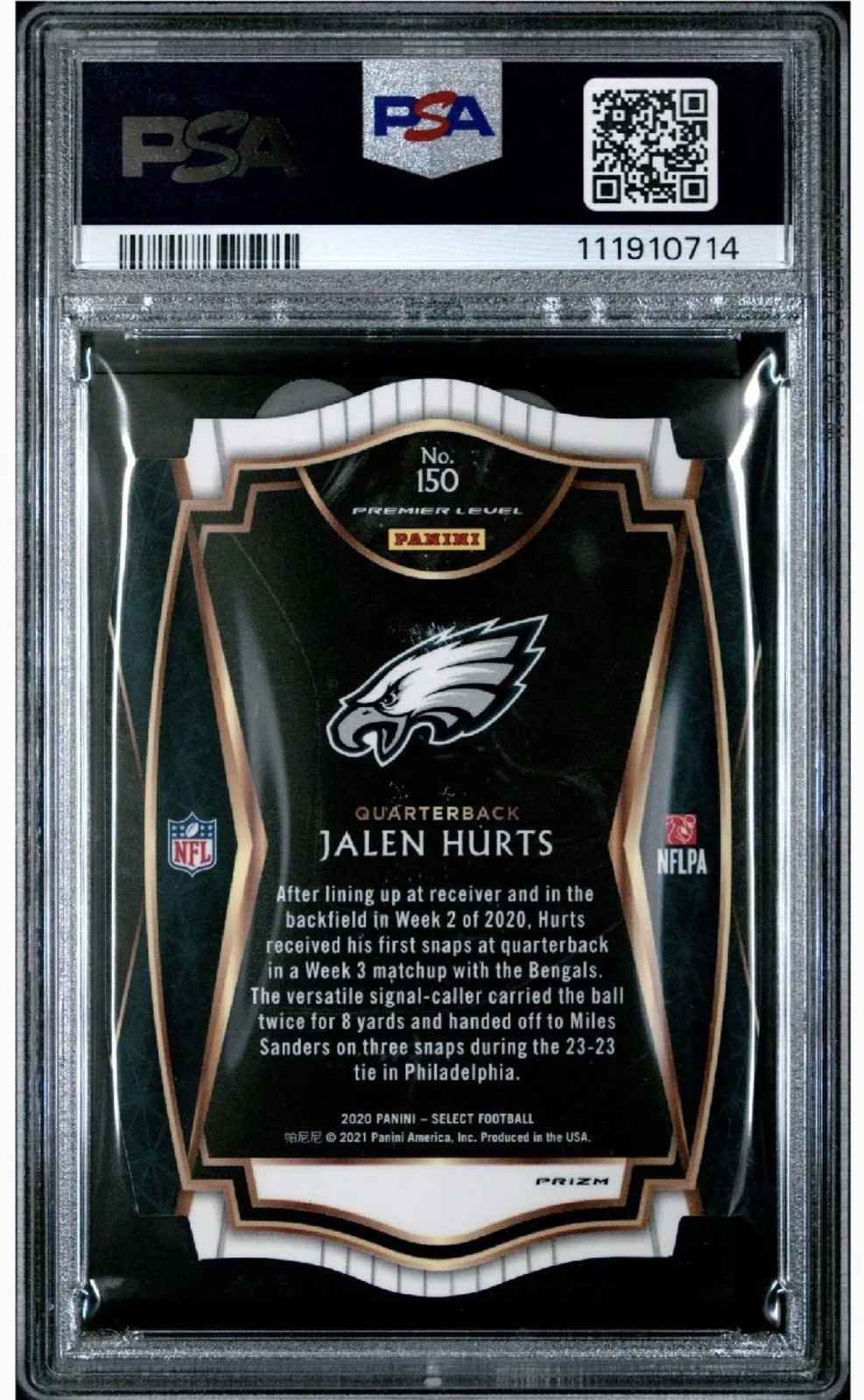 Jalen Hurts PSA 9 Rookie Die-Cut Blue Prizm 2020 Select view 2