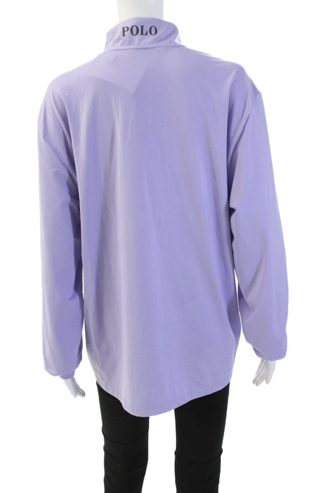 Ralph Lauren 高尔夫女式拉链长袖套衫活动上衣紫色 L 码 — 第 3/4 张图片