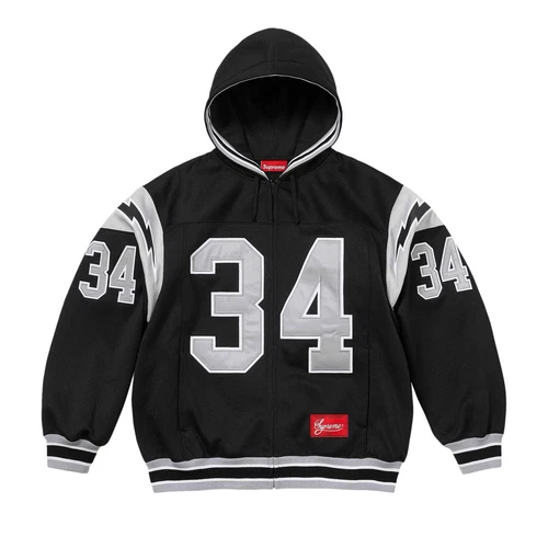 Maillot de football Supreme SS24 sweat à capuche zippé noir gris blanc grand ?RAIDERS