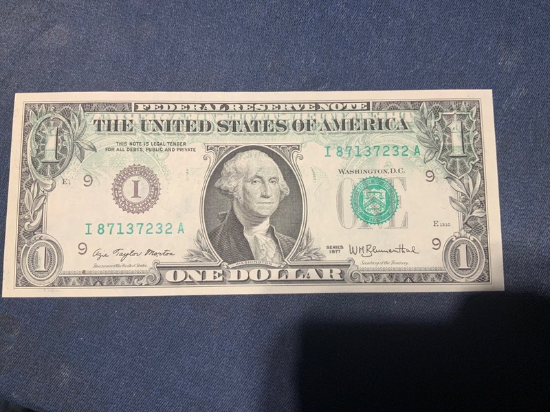 1977 $1 dollar bill error note