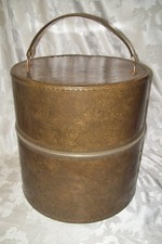 Vintage Round Hat Box Floral Rose Interior Zippered w/ Handle 13 x 13 inch