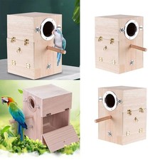 Parrot Breeding Box Parakeet Bird House Cage Accessories Wooden for Cockatiel