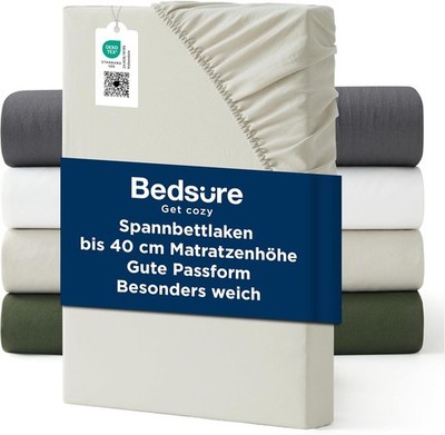 Bedsure Spannbettlaken 180x200cm Extra Tief - Bettlaken bis 40cm Spannbetttuch