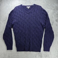 Daniel Cremieux Men's Alpaca Sweater Large Blue Signature Collection V-Neck Knit