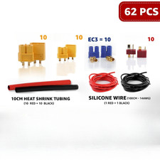 For EC3 For XT60 T Connector Set 62PCS 14AWG Silicone Wire for RC Aircraft