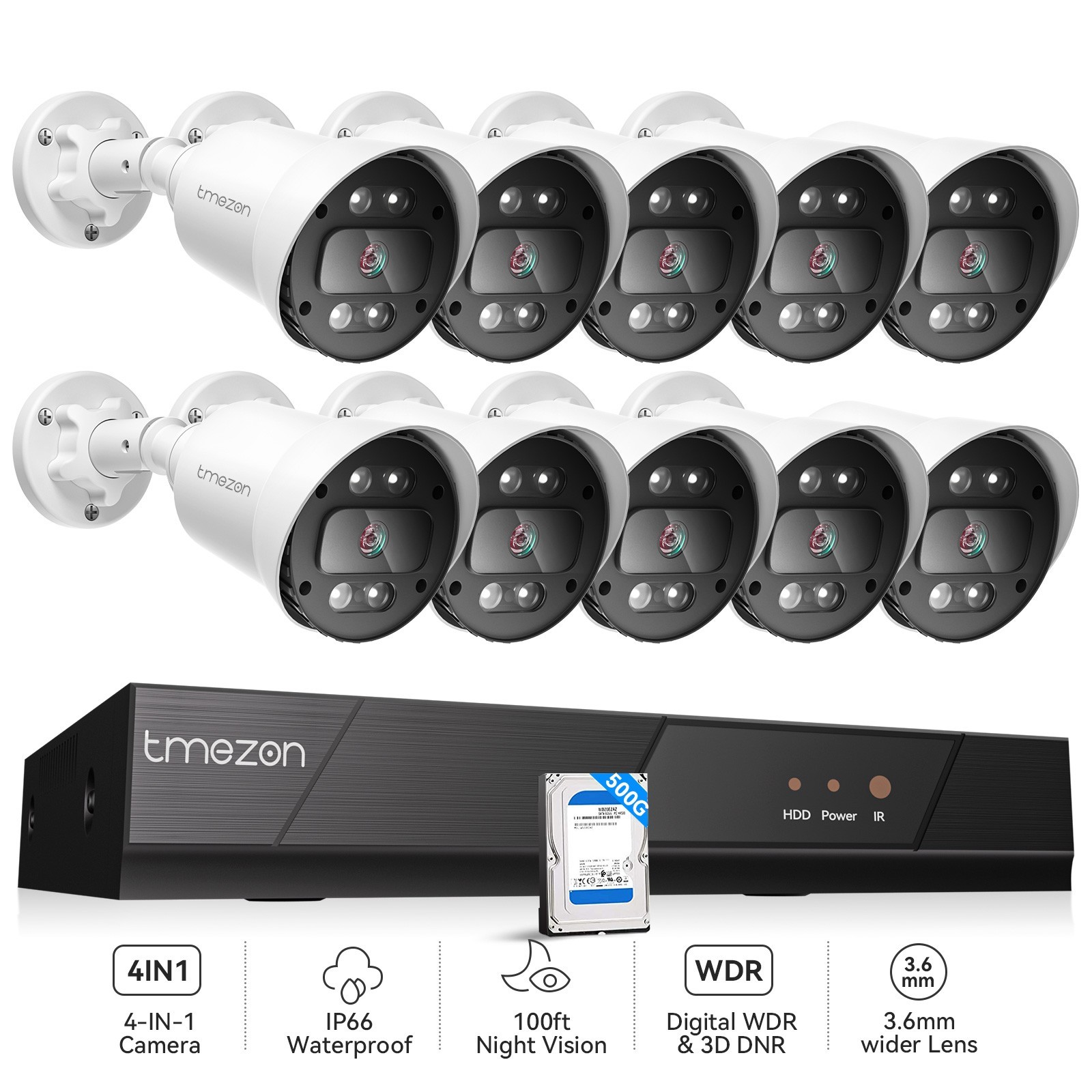 H.265+16CH DVR with Security Camera System 1080P Recorder wi