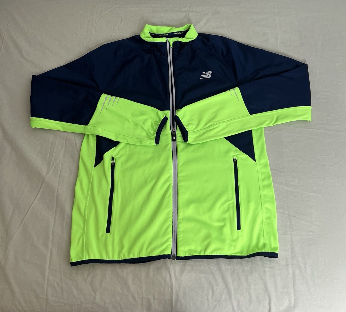 美品　New Balance ジャケット ネイビーグリーン New Balance Jacket Mens Size Small Navy Neon Green Softshell Full