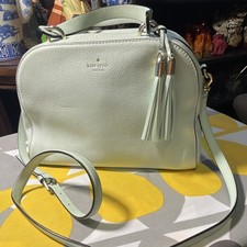 Kate Spade New York Light Blue Pebbled Satchel Zip Tassel Charm Detachable Strap