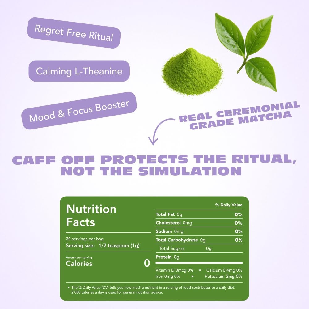 Caff Off Decaf Matcha Green Tea Powder From Japan &ndash; Small Premium Bag - 1.06 ...
