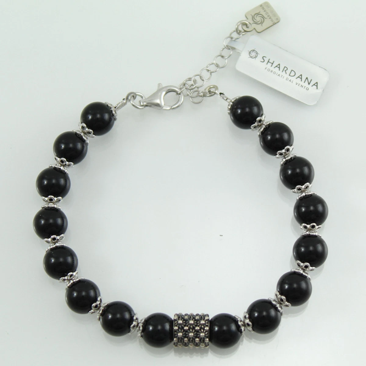 BRACCIALE ELASTICO CON SFERE IN ARGENTO 925 BRUNITO