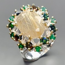 Handmade Natural Rutilated Quartz Ring 925 Sterling Silver Size 7 /R433188