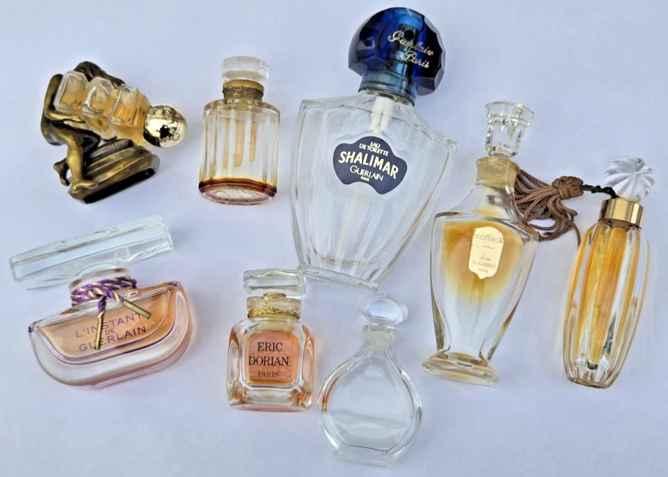 8 Jolies flacons à parfum anciens divers avec bouchons d'origine / Collection - Photo 2/4