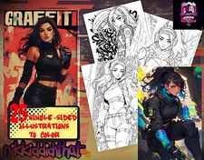 Graffiti Girls: Neon Rebels - Coloringbook for Adults Teens Paperback