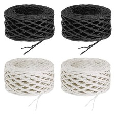 4 Rolls Raffia Ribbon, 32.8 Yard Paper Twine String, White, Black