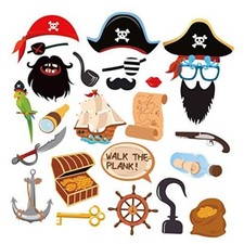 Pirate Themed Photo Booth Props 25pcs Pirate Themed Photo Booth with Stick for
