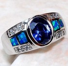 Australian Opal Inlay 925 Solid Sterling Silver Ring Jewelry Sz 8 GA4-8 — photo 1
