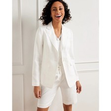 Talbots Vintage Linen Blend Butter Light Yellow One Button Blazer Jacket Size 10