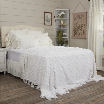 Harmony Plush Soft White Cotton Country Cottage Bedspread Collection