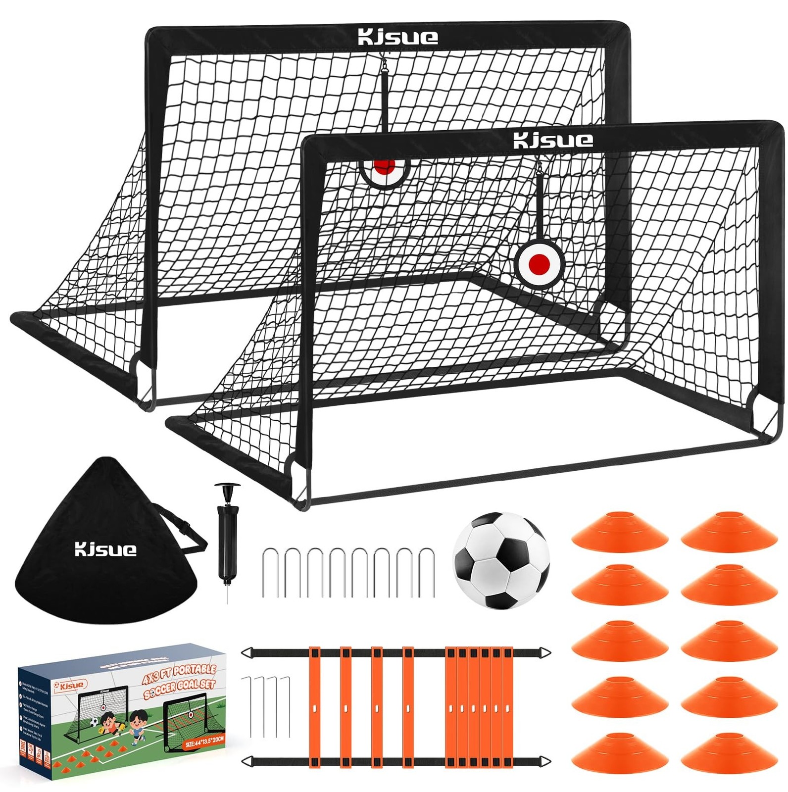Soccer Goal, Kids Soccer Goals for Backyard Set of 2, 4 x 3ft Soccer Net Trai...