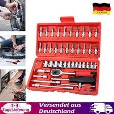 46 tlg Steckschlüssel Satz Set 1/4" Knarrenkasten Ratschenkasten Nusssätze Tool