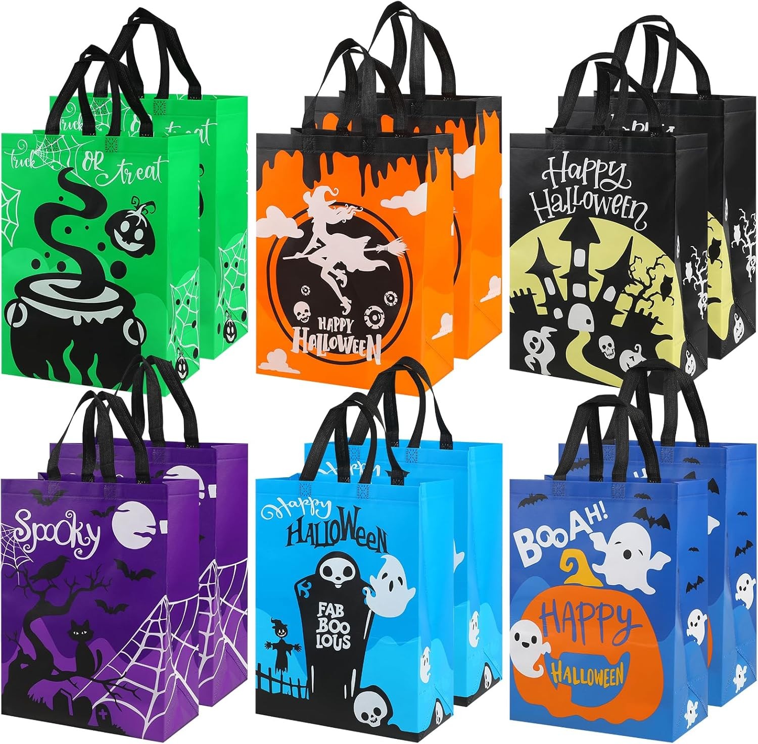 CCINEE 12PCS Halloween Non-Woven Bags 12Pcs Large Size Tote Bag
