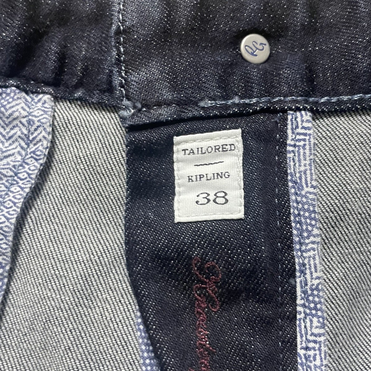 Robert Graham Jeans Men 38x35 Dark Wash Denim Tailor Kipling Straight Geometric View 6