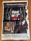 FRIDAY THE 13TH PART 2   original  ONE SHEET- CLASSIC HORROR ARTWORK!