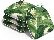 Outdoor Chair Cushions Set of 4, Water Resistant Patio Chair Pads with Ties, Sea