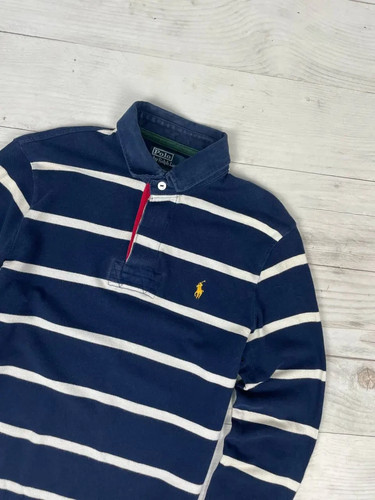 Vintage Polo Ralph Lauren Rugby Long Sleeve Striped Shirt Men Sz M Blue by Ralph Lauren, Size M, $55 - Photo 2