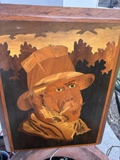 Vintage Marquetry Mosaic Wood art 14” X 16”