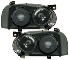 Scheinwerfer Schwarz DOKA Twin Für VW Golf 3 91-97 LINKS + RECHTS mit Fadenkreuz