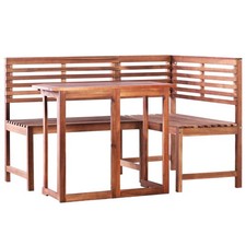 Set 2 pz Tavolo da Balcone e Panca ad Angolo Legno Massello di Acacia vidaXL