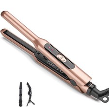 Small Flat Iron 3/10" Mini Hair Straightener for Short Hair Curling Iron for ...