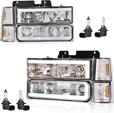 PIT66 LED Headlight,Compatible with GMC Style, Clear / Amber Reflector 
