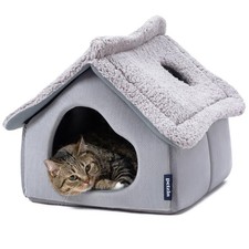 Cat Houses for Indoor Cats - Large Cat Cave Bed with Removable Support Foam a...