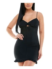 CITY STUDIO Womens Spaghetti Strap Short Cocktail Body Con Dress