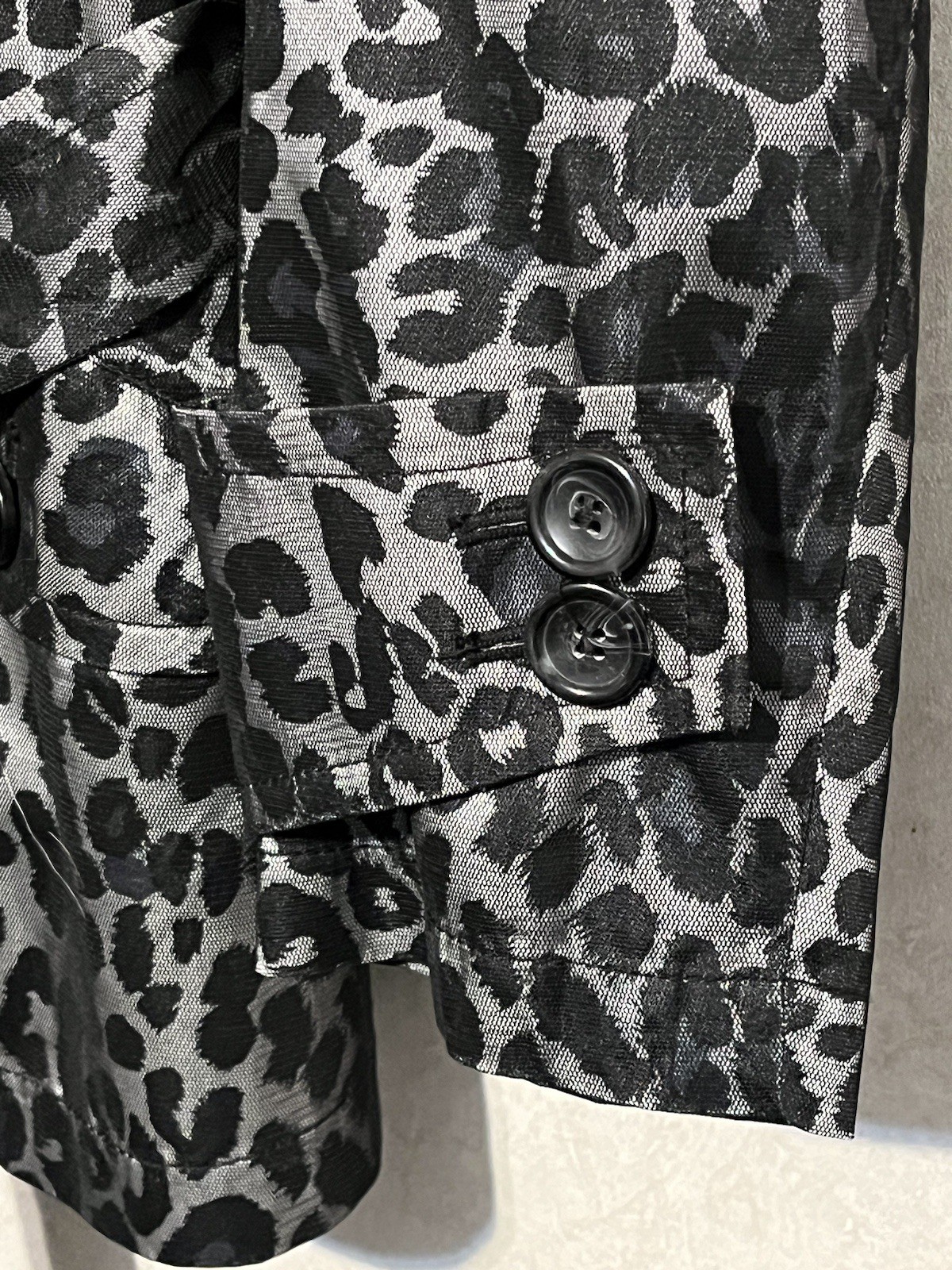 Ruby Rd Black / Gray Leopard Trench Jacket W/belt… - image 5