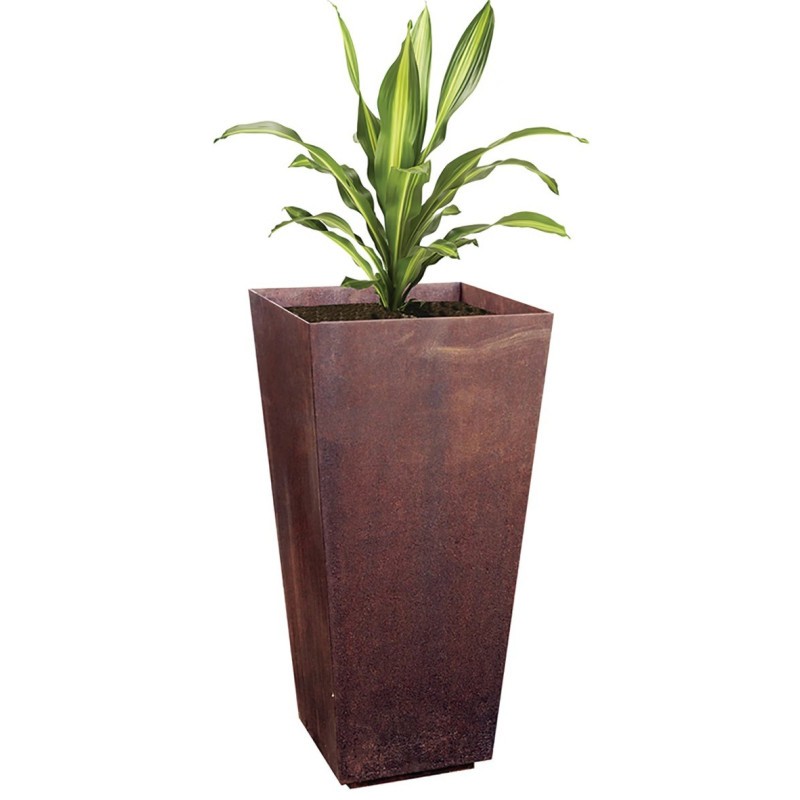 Jardinière en acier Corten Benito Rami Ø50x103cm pour sublimer votre entrée