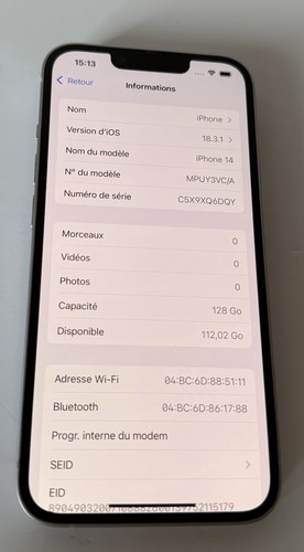 Apple iPhone 14 - 128GB - Débloqué - Très Bon État - Photo 11 sur 13