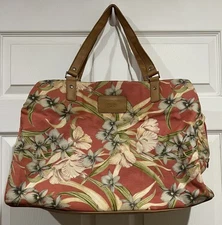 Caribbean Joe Floral 18” Weekender Travel Vacation Tote Bag Zippers See Note