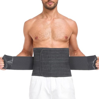 Abdominal Binder for Men & Women   Post Surgery Belly Band Adjustable L Black