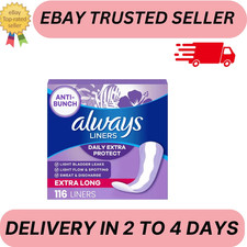 Always Daily Extra Protect Panty Liners, Extra Long Length, Unscented, 116 Count