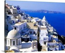 Greece Santorino Stretched Canvas Wrap Print Vintage